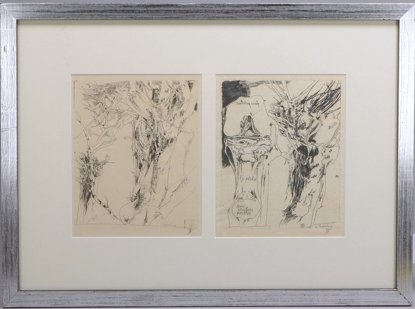 Janssen, Horst, 2 Radierungen, 'Langenhorn', jeweils monogr., unter PP hinter Glas