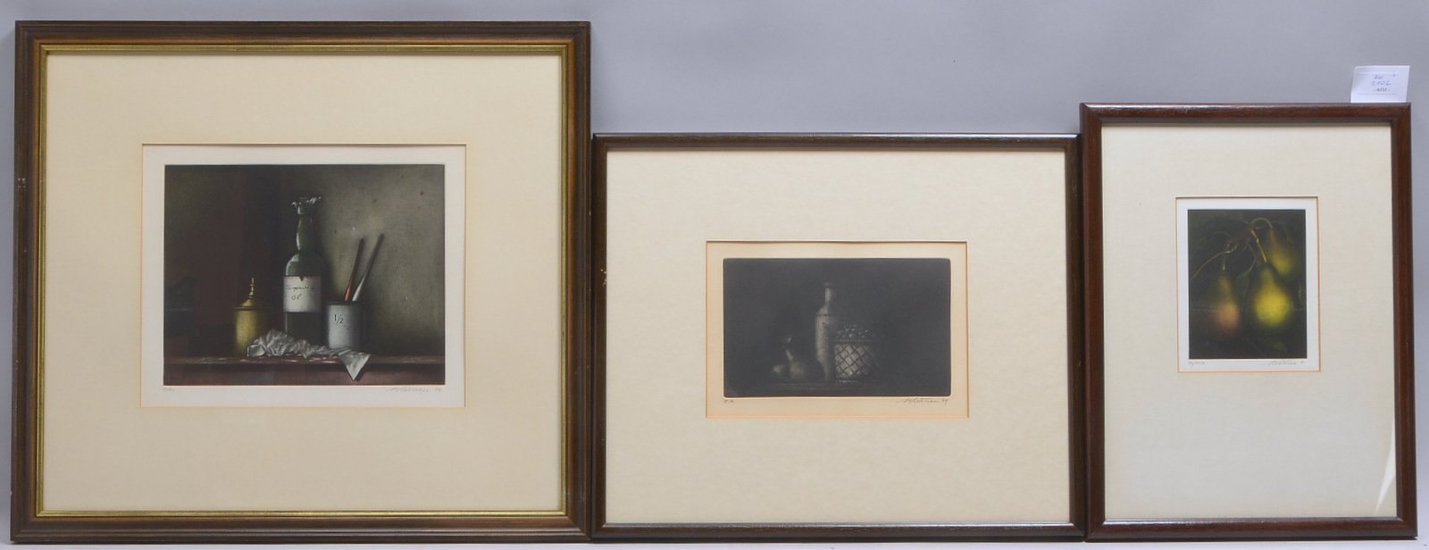 Schönen, Kurt, 3 Farbradierungen, 'Tischstillleben', jew. sign./dat. unter PP hinter Glas