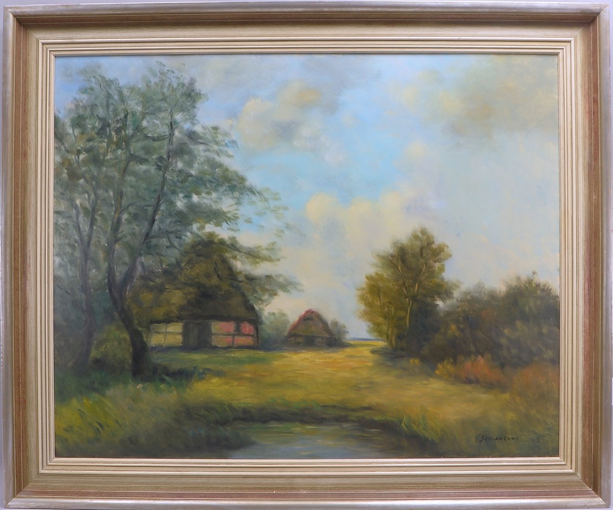 Szerbakow, Feodor, 'Kate am Tümpel im Teufelsmoor', Öl/Platte, unten re. sign.