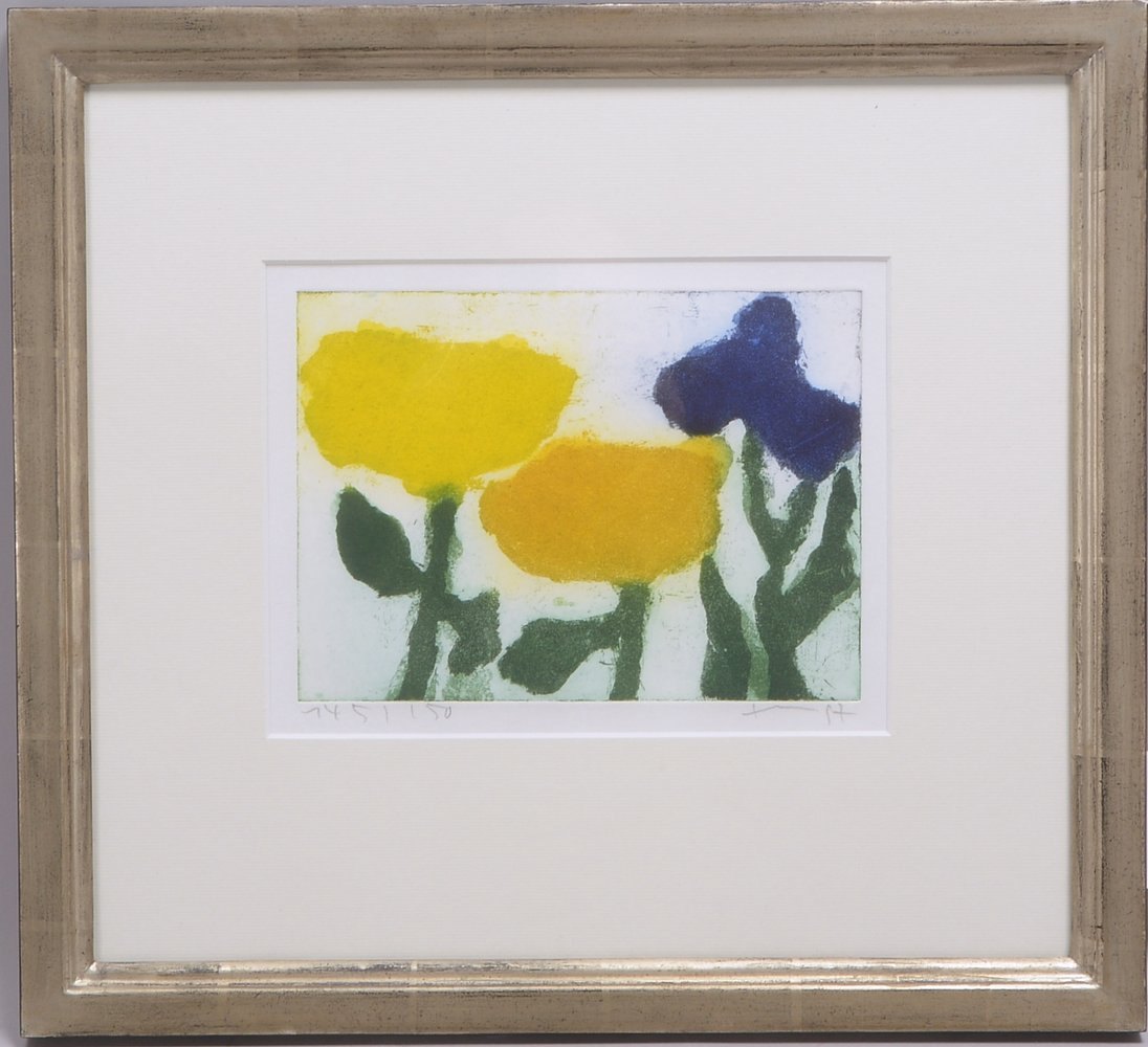 Fußmann, Klaus, 'Tulpen und Iris', Farbradierung, Aufl. '145/150', hinter Glas