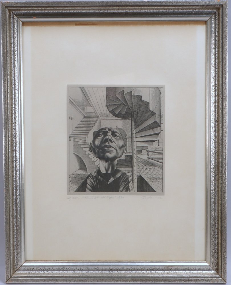 Hausner, Rudolf, 'Adams Wendeltreppe', Radierung, Aufl. '211/250', bleisign./dat., hinter Glas