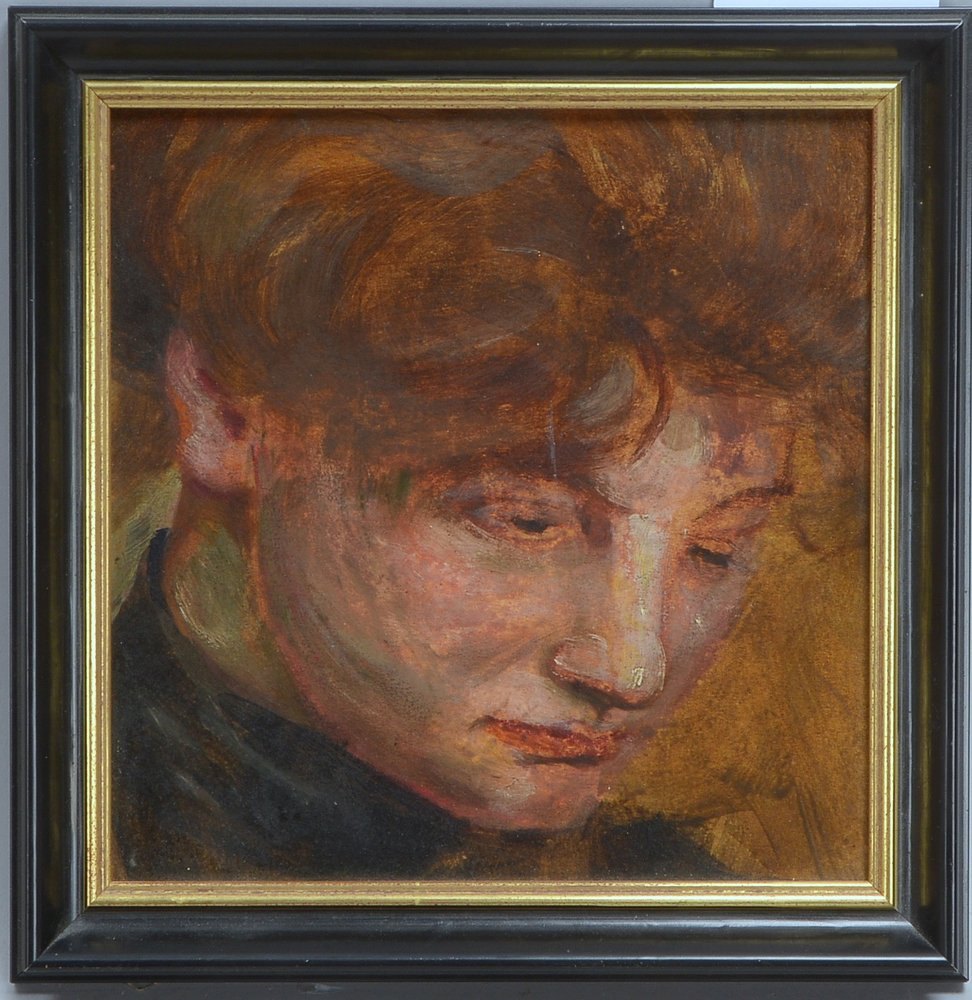 Focke, Wilhelm, 'Männerportrait', Öl auf Platte/ger., unsign., verso bez./beschriftet