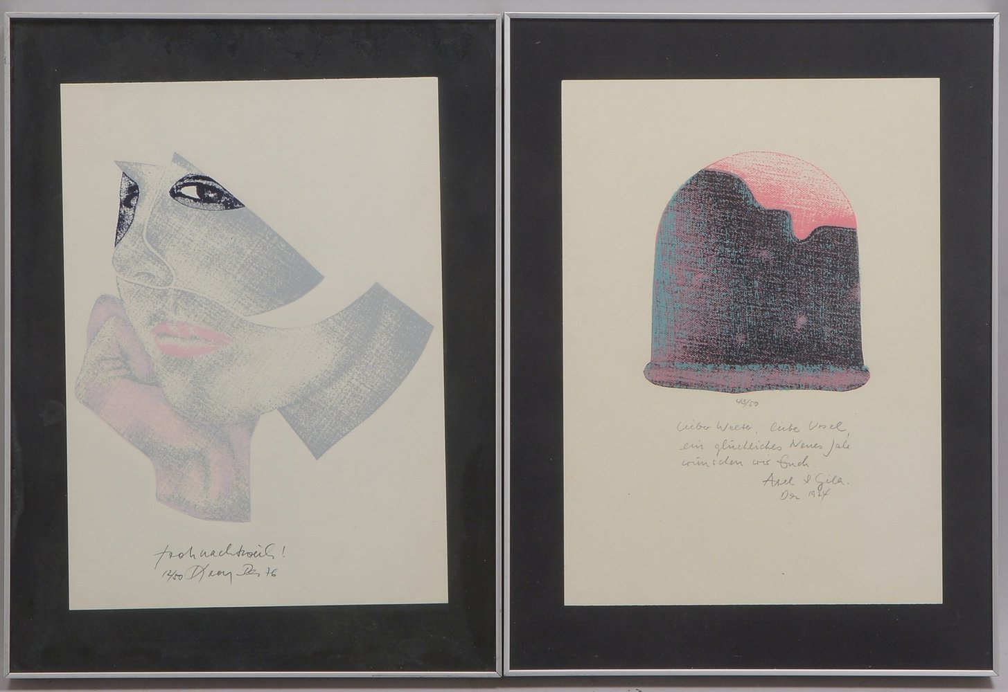 2 Lithografien, jeweils sign./dat.: 'Damenportrait', Aufl. '12/50', und 'Mütze', Aufl. '43/50'
