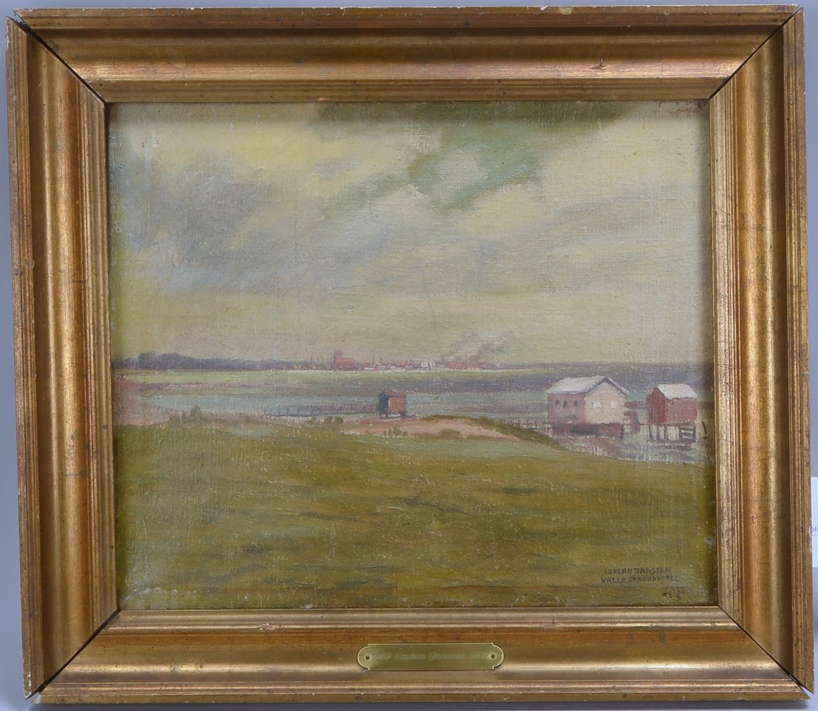 Janssen, Luplau, 'Valb Strandhotel', Öl/Lw, unten rechts sign./bet.; Bildmaße 31,5 x 37,5 cm
