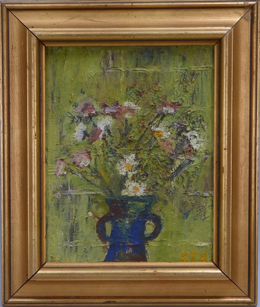 Monogrammist STA(-?), 'Blumen in Vase', Öl/Lw, unten rechts monogr.; Bildmaße 32 x 25 cm