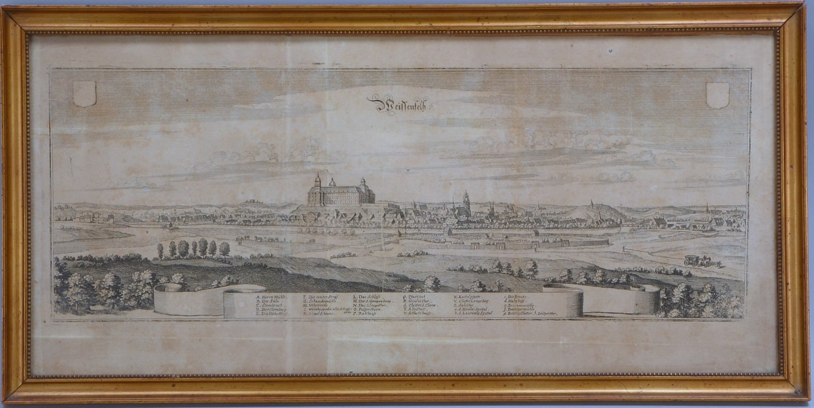 Historische Landkarte, 'Weißenfels', Kupferstich, hinter Glas; Blattmaße 26 x 56 cm