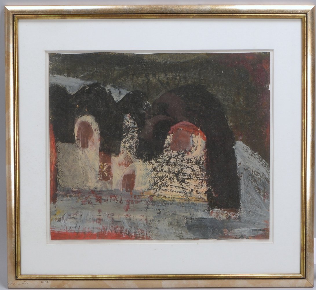 Dahms, Irmgard, 'Komposition', Mischtechnik/Papier, sign./dat. '1988', hinter Glas ger.