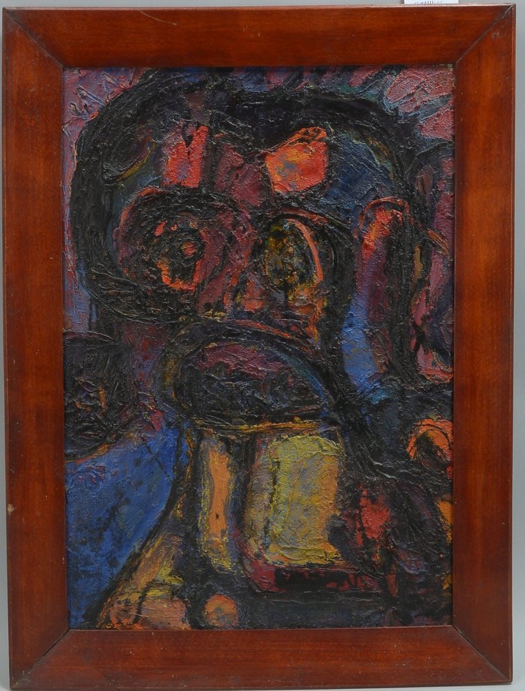 Expressionist. Gemälde (Stil der Künstlergruppe Cobra), 'Kopf', Öl/Lw; Maße 60 x 24 cm