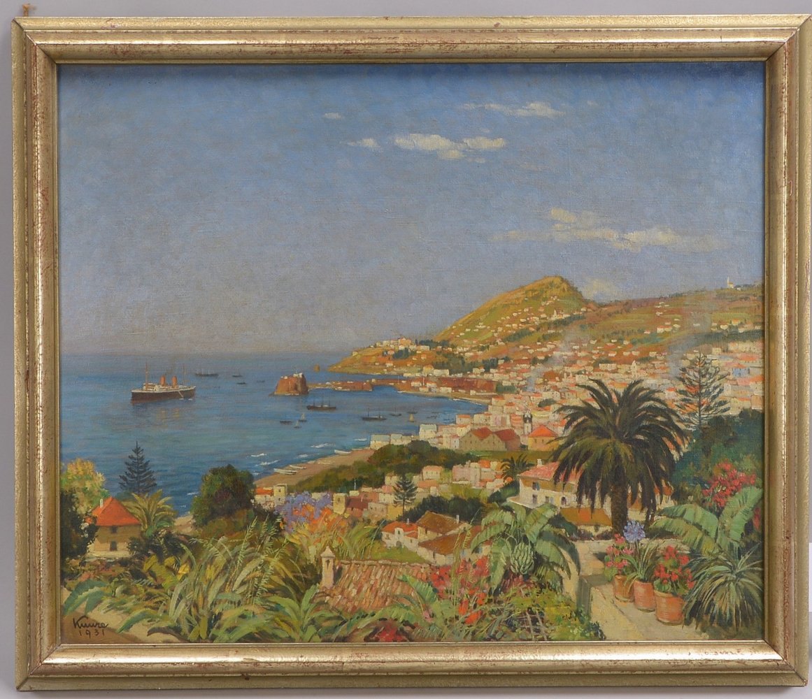 Kunze(-?), 'Lloyd-Passagierdampfer vor Funchal/Madeira', Öl/Lw, unten li. sign./dat. '1931'
