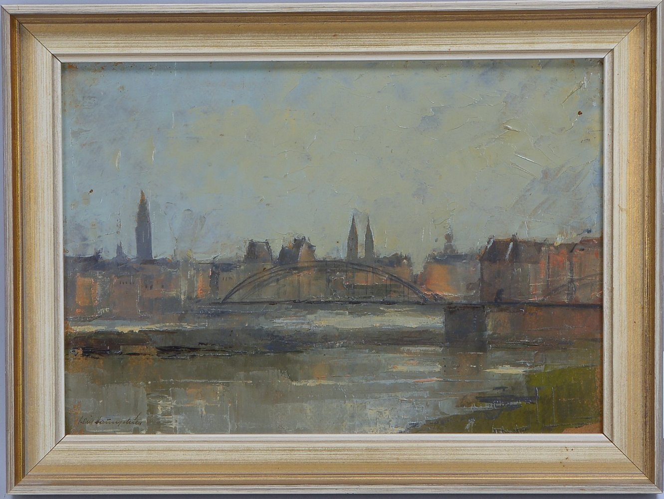 Hauschild, Will, 'Blick auf die Schlachte in Bremen', Öl auf Malkarton/ger., unten li. sign.