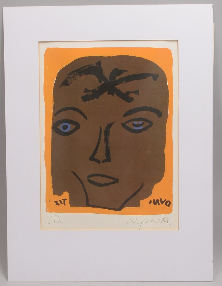 Penck, A.R., 'Kopf', Raster-Siebdruck, Aufl. 'V/X', sign./numm. gedr., auf PP fixiert