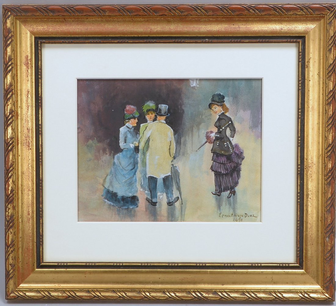 Duez, Ernest-Ange, 'Vornehme Gesellschaft', Aquarell, unten re. sign./dat. '1890', hinter Glas