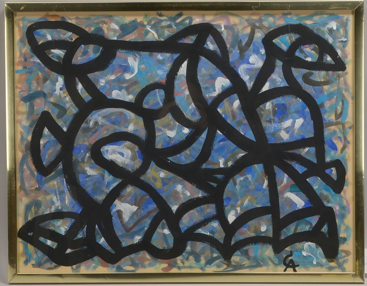 Cavael, Rolf, 'Linienkomposition', Acryl/Papier, unten re. monogr., hinter Glas ger.