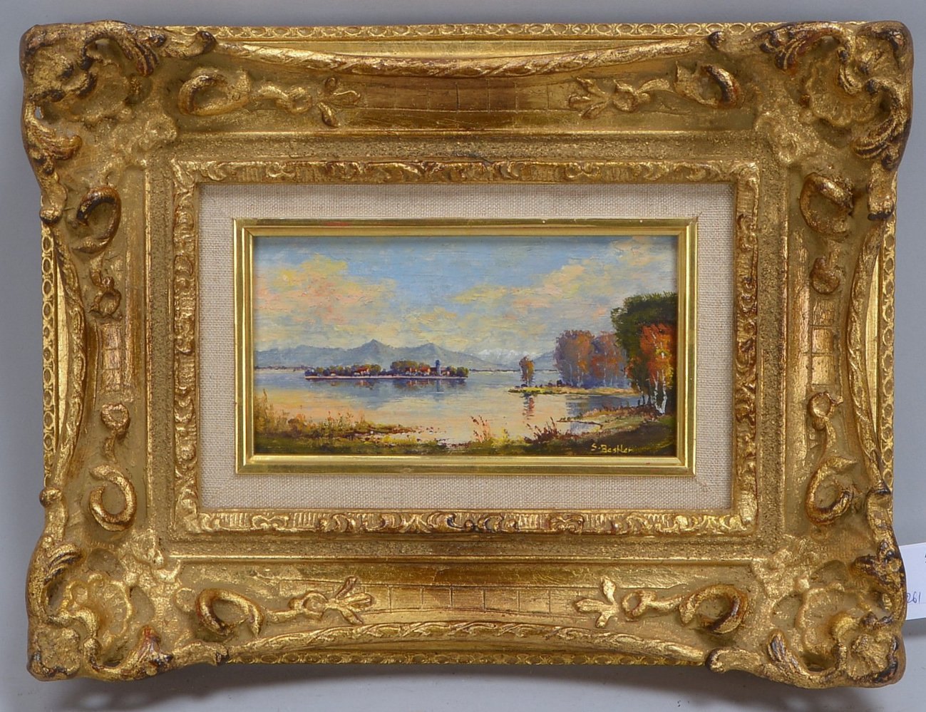 Bestler, S. 'Chiemsee', Öl auf Holz/ger., unten rechts signiert; Bildmaße 8 x 17 cm