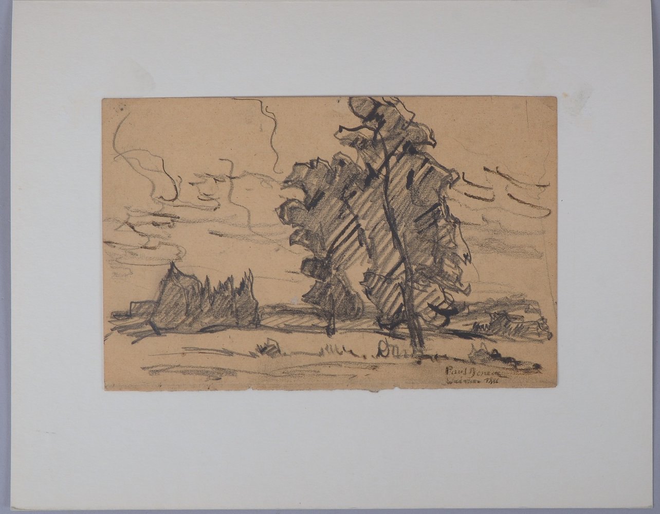 Baum, Paul, 'Baum-Landschaft', Bleistiftzeichnung, sign./dat. '1886', unter PP