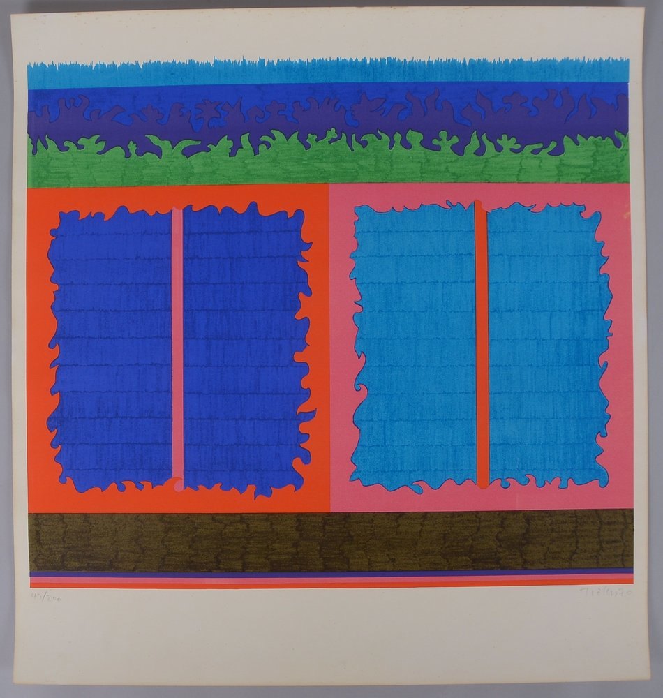 Trökes, Heinz, 'Zwei Fenster', Farbsiebdruck/Bütten, Aufl. '47/200', bleisign./dat.