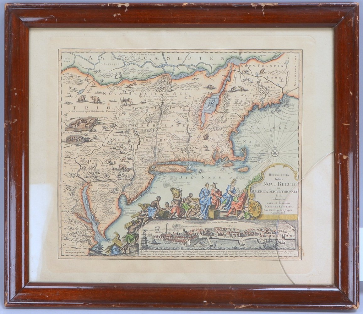 Historische Landkarte (Repr.), 'Novi Belgii - Neues Belgien'; Maße 31 x 36 cm