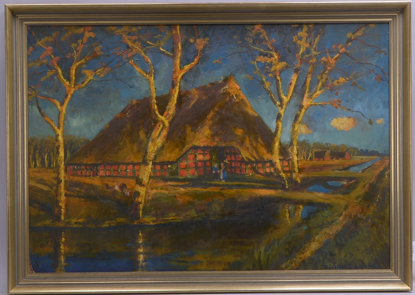 Mügge, Berthold, 'Moorhütte in der Abendbeleuchtung', Öl/Mk, unten re. sign.