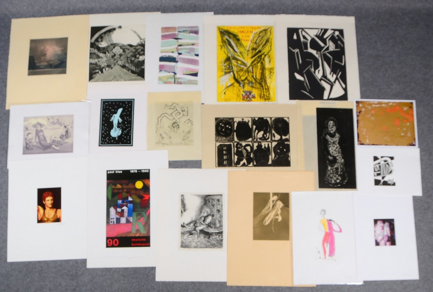 18 Griffelkunst-Grafiken, versch. Künstler und Techniken, Blätter jeweils ungerahmt