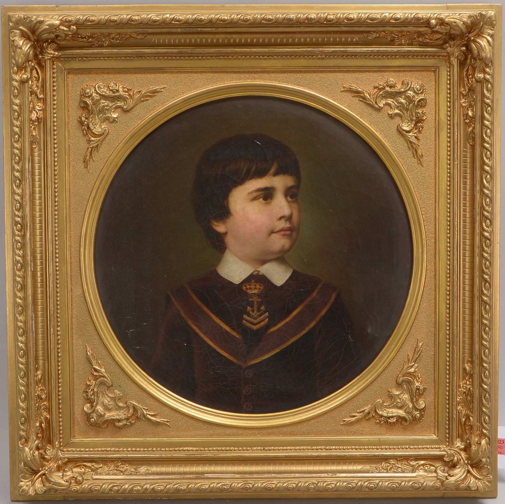Paul, Heinrich, Biedemeier-Portrait, 'Knabe', Öl/Lw, verso sign./dat. '1885', oval