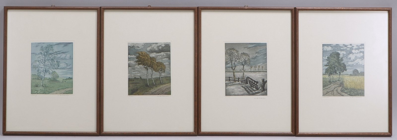 Müller, Martin Paul, 4 Farbrad.: 'Frühling', 'Sommer', 'Herbst', 'Winter', in Blei betitelt/sign.