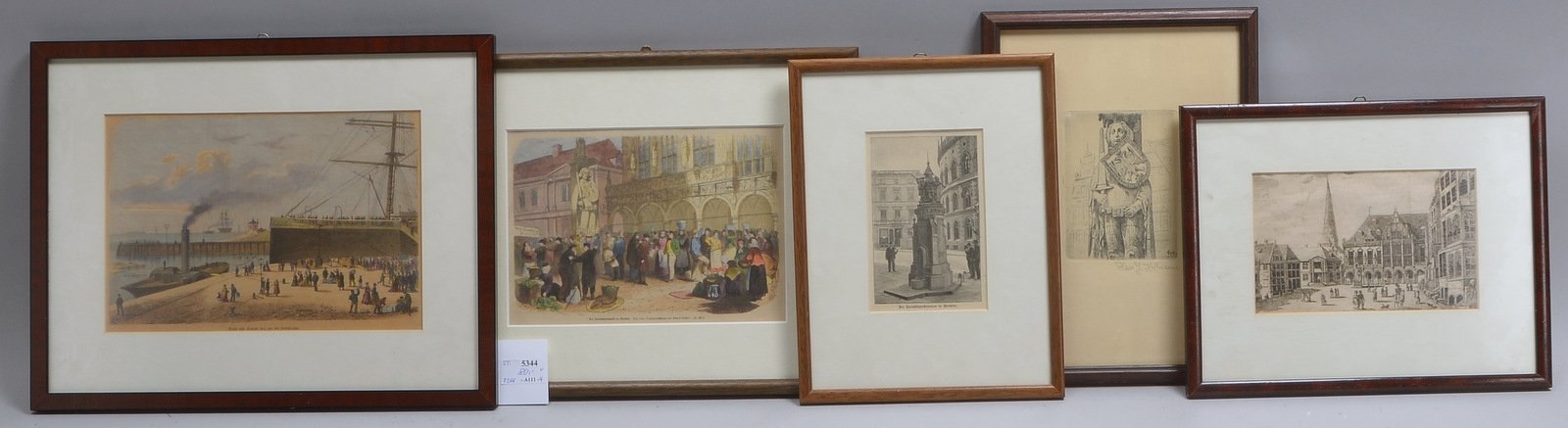 Kl. Bremensien-Sammlung: 2x alte Stiche, 2x alte Lithogr., und 1 Radierung H.J. Hoffmann