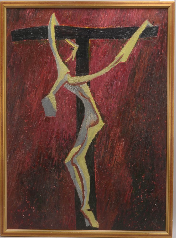 Marutzky, Fritz Hans, 'Die Kreuzigung', Öl/Malkarton, unten li. sign./dat. (19)'61'