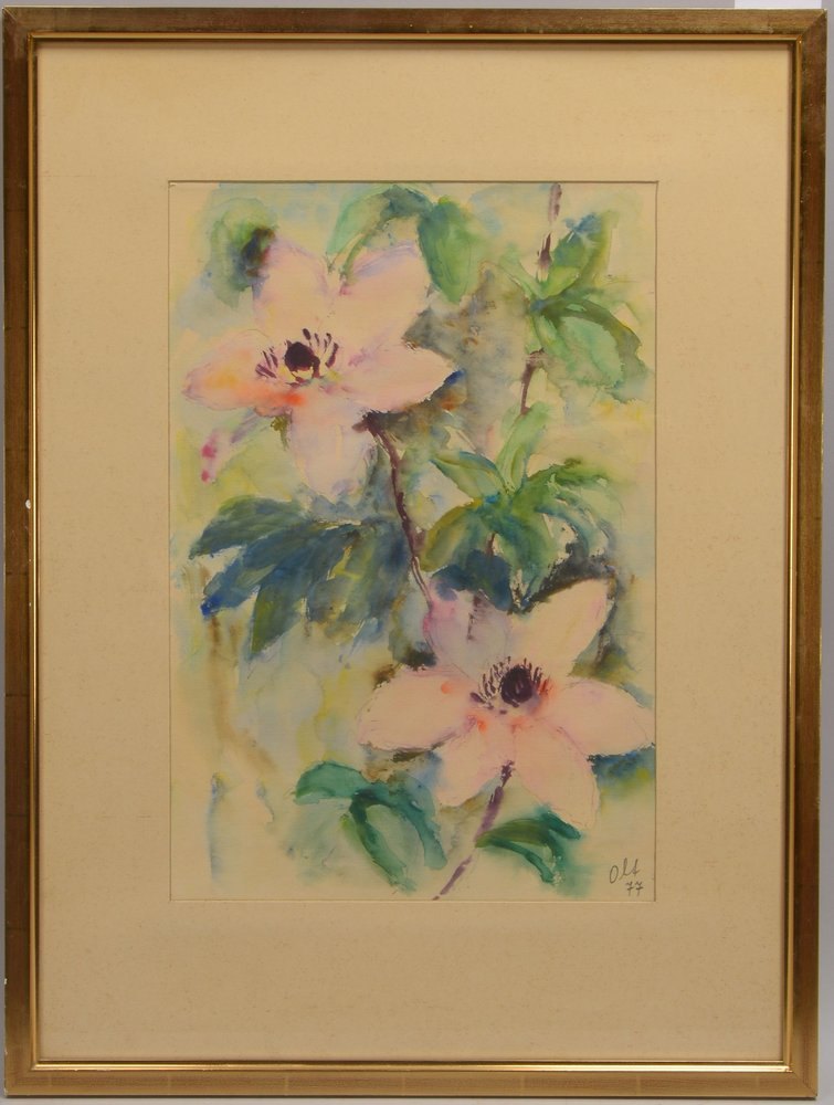 Oltmanns, Willy, 'Clematis', Aquarell, signiert und datiert (19)'77', hinter Glas gerahmt