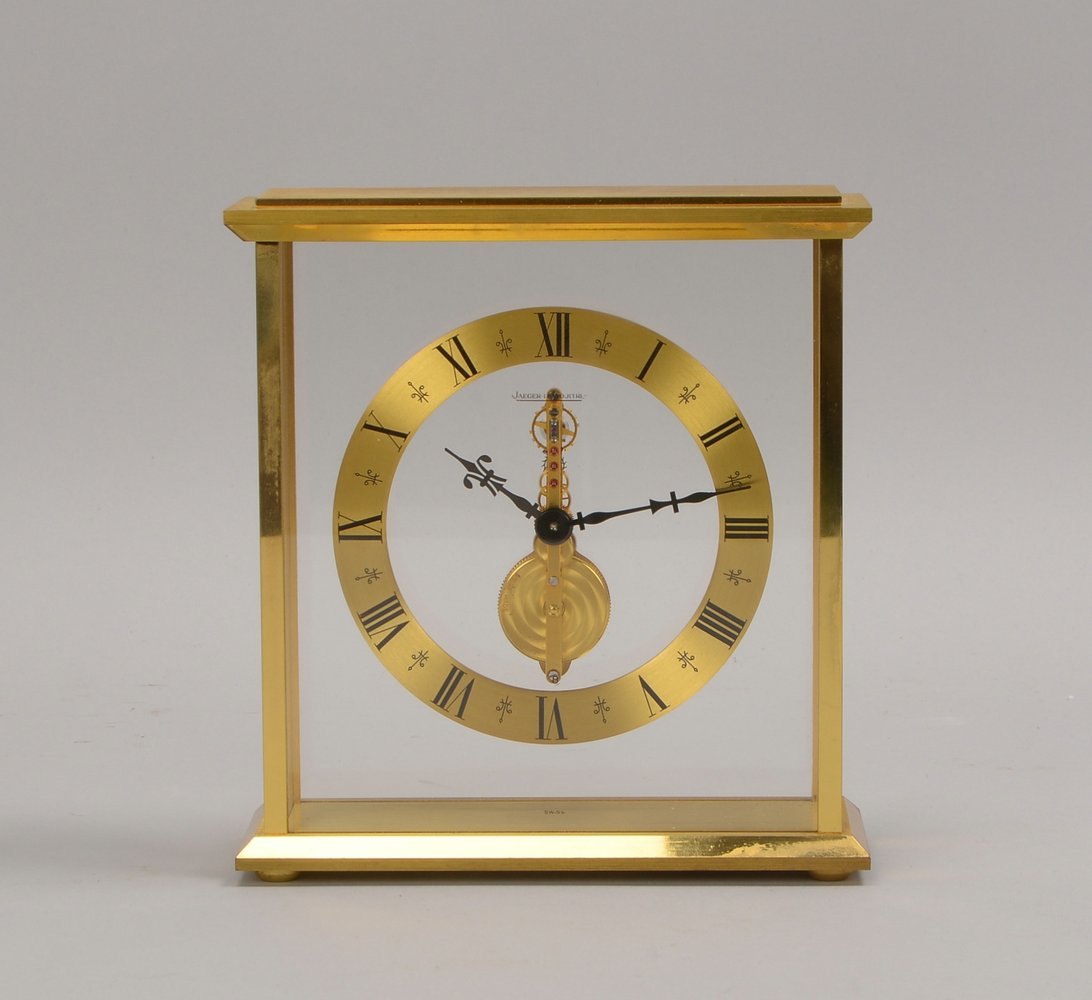 Tischuhr, Jaeger-LeCoultre, Messing-Geh./4-seit. verglast, Handaufzug, 8-Tage-Stabw.