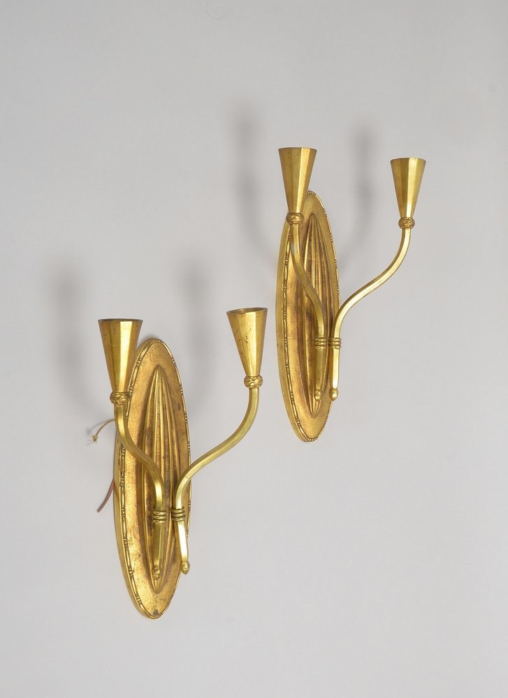 Paar Wandleuchter (Art déco, Frankreich), Bronze, jew. 2-armig; Höhe 32 cm, Breite 21 cm