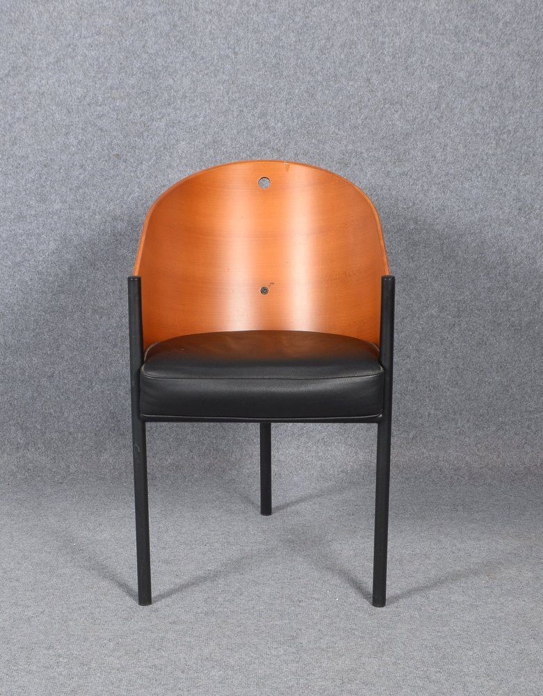 Driade, Sessel/Stuhl, 'Costes', Mahagoni/Leder, Entw. Philippe Starck; Sitzhöhe 48 cm