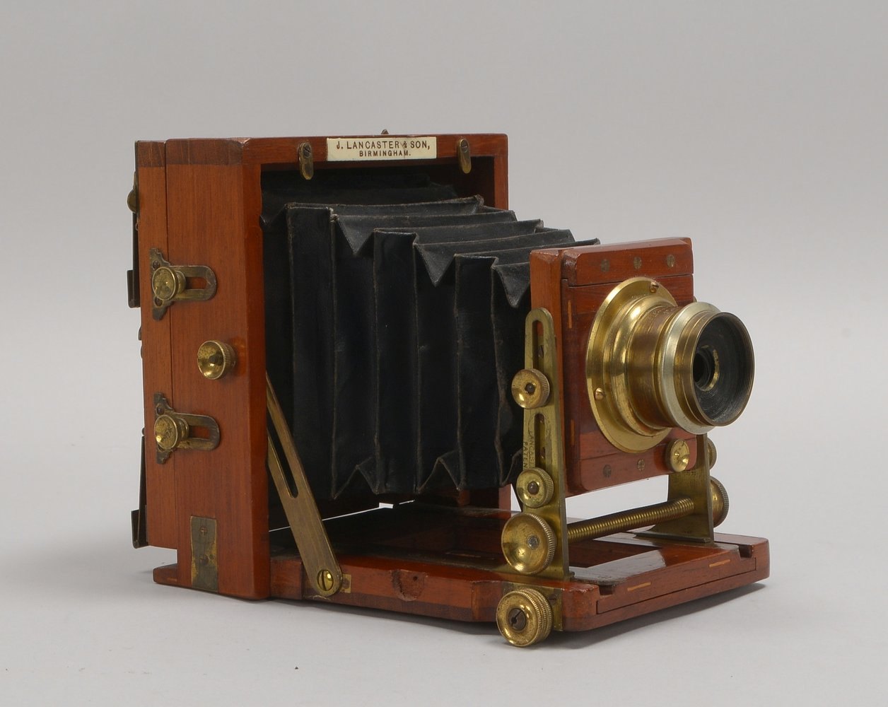 Antike Plattenkamera, 'The 1890 Instantograph Patent', Mahagoni, Messing, Glas