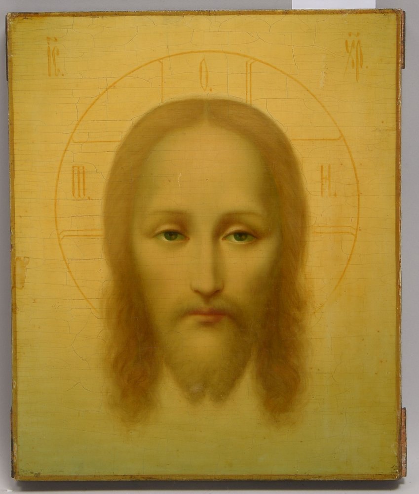 Ikone (20. Jh.), 'Antlitz Jesu', Eitempera auf Holz - leicht krakeliert; Maße 30,7 x 26 cm