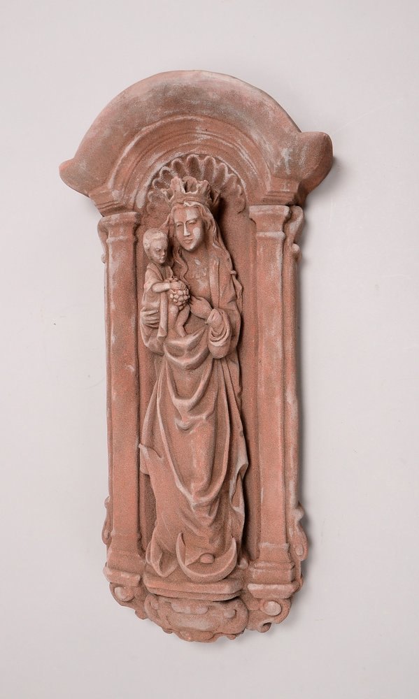 Wandrelief, 'Madonna mit Kind', terrakottaf. Sandstein - schwere Ausf.!; Länge 70 cm
