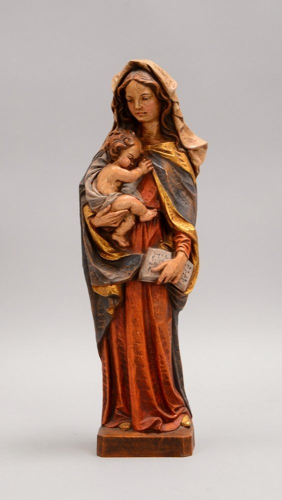 Madonnenfigur, Holz geschnitzt und gefasst; Höhe 39 cm