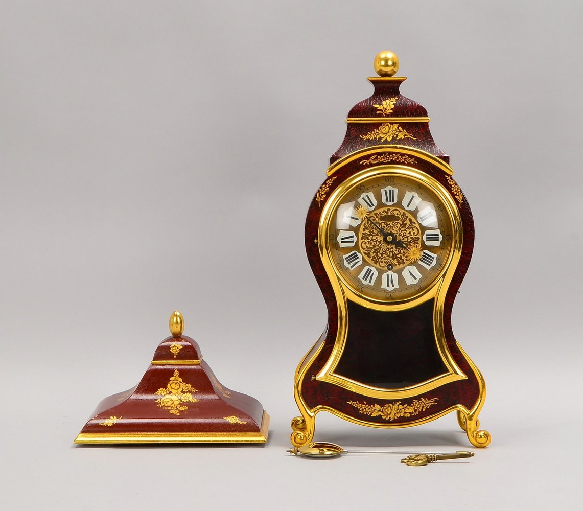 Konsolenuhr, Zenith 'Le Locle, 'Neuenb. Pendule', verg. Ziffernblatt mit Emaille-Kartuschen
