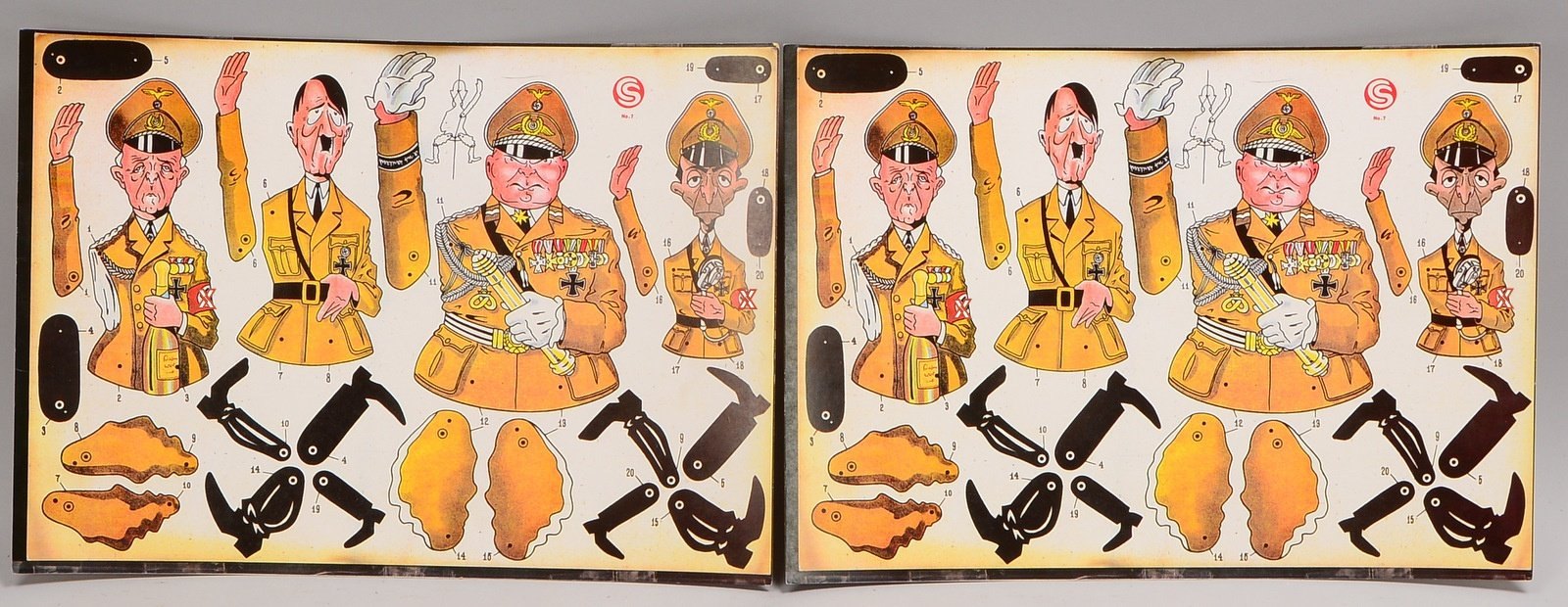 Militaria-Persiflage: 'Antideutsche Propaganda', 2 'Hampelmann'-Bastelbogen