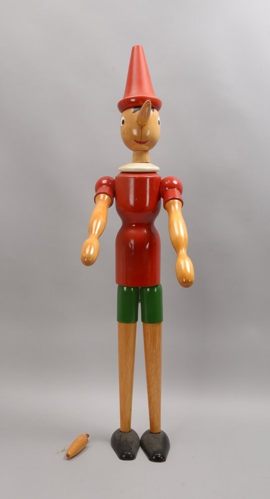 Sammlerfigur: gr. 'Pinocchio'-Figur, Holz mehrfarbig gefasst, Kopf und Arme beweglich