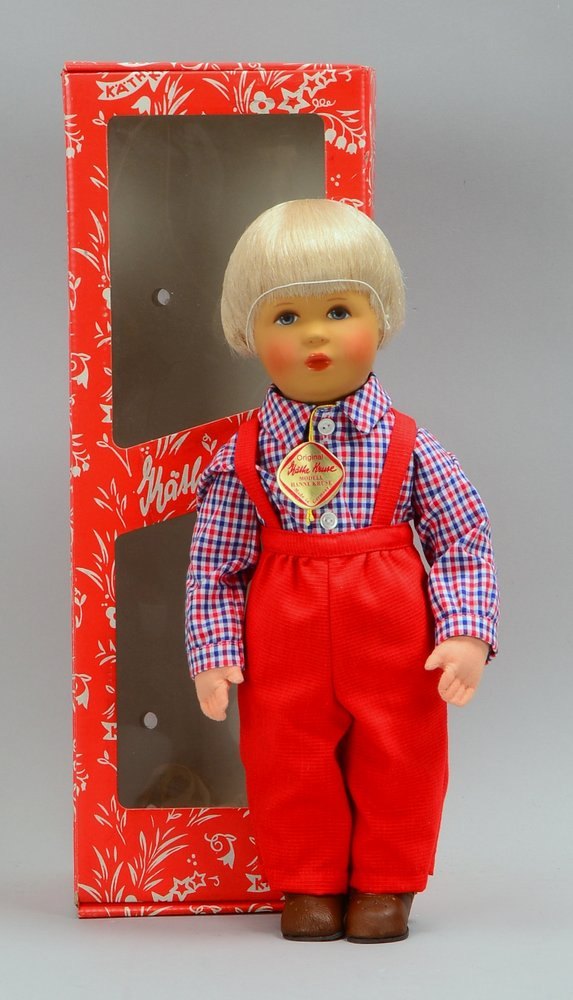 Sammlerpuppe, Käthe Kruse, 'Ingo', Kunststoff-Kopf und Stoffkörper; Höhe 23 cm
