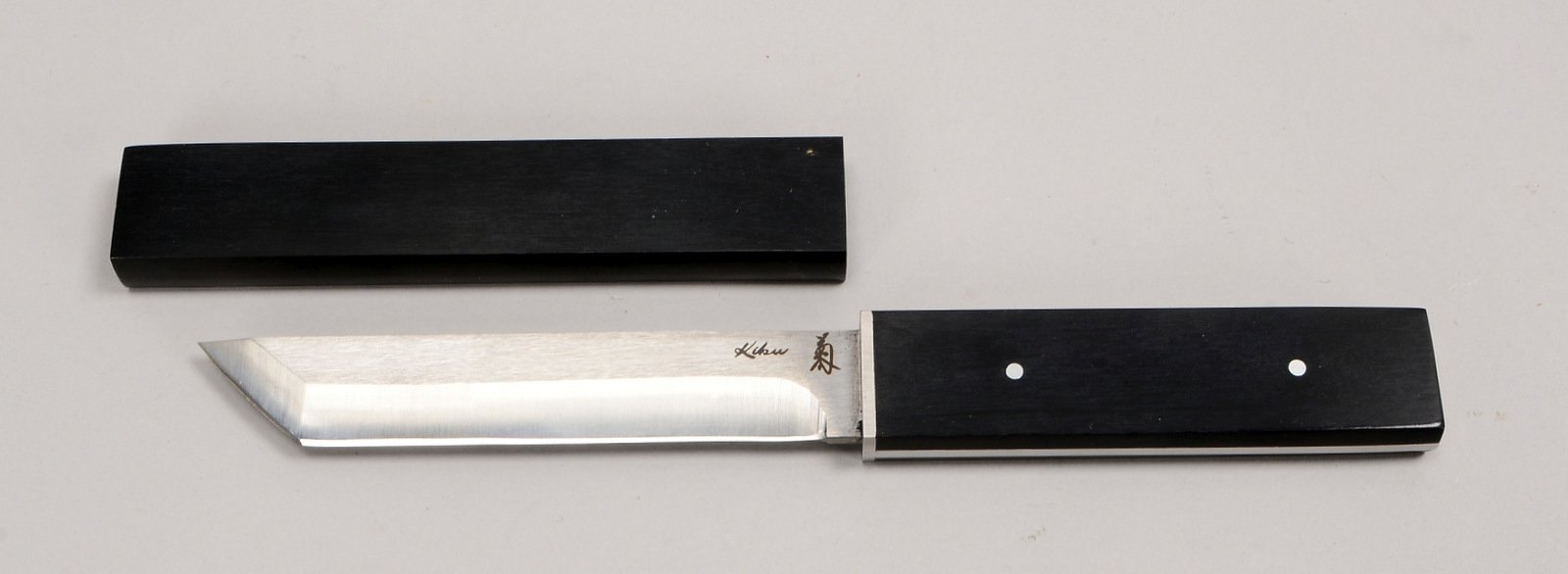 Outdoor-Allzweckmesser, D2-Stahlklinge mehrf. bez., Ebenholz-Griff und Scheide