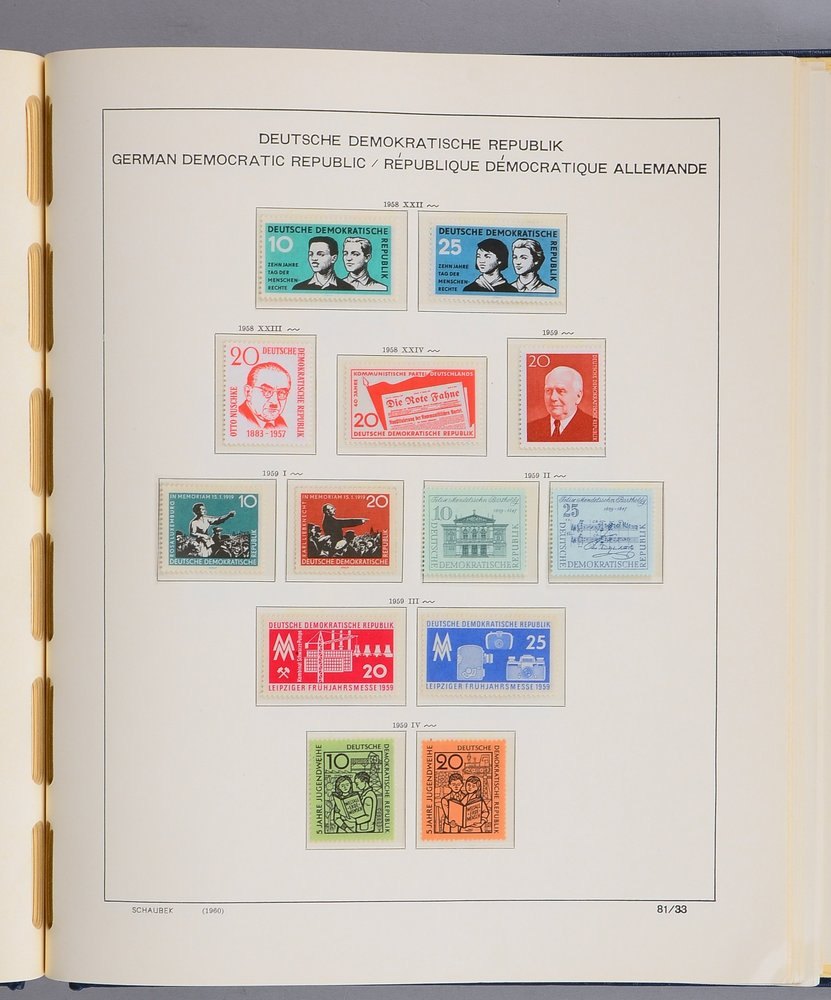 Briefmarken, 'DDR', 1949 - 1962: fast kompl. - postfrisch, im Schaubek-Album ges.