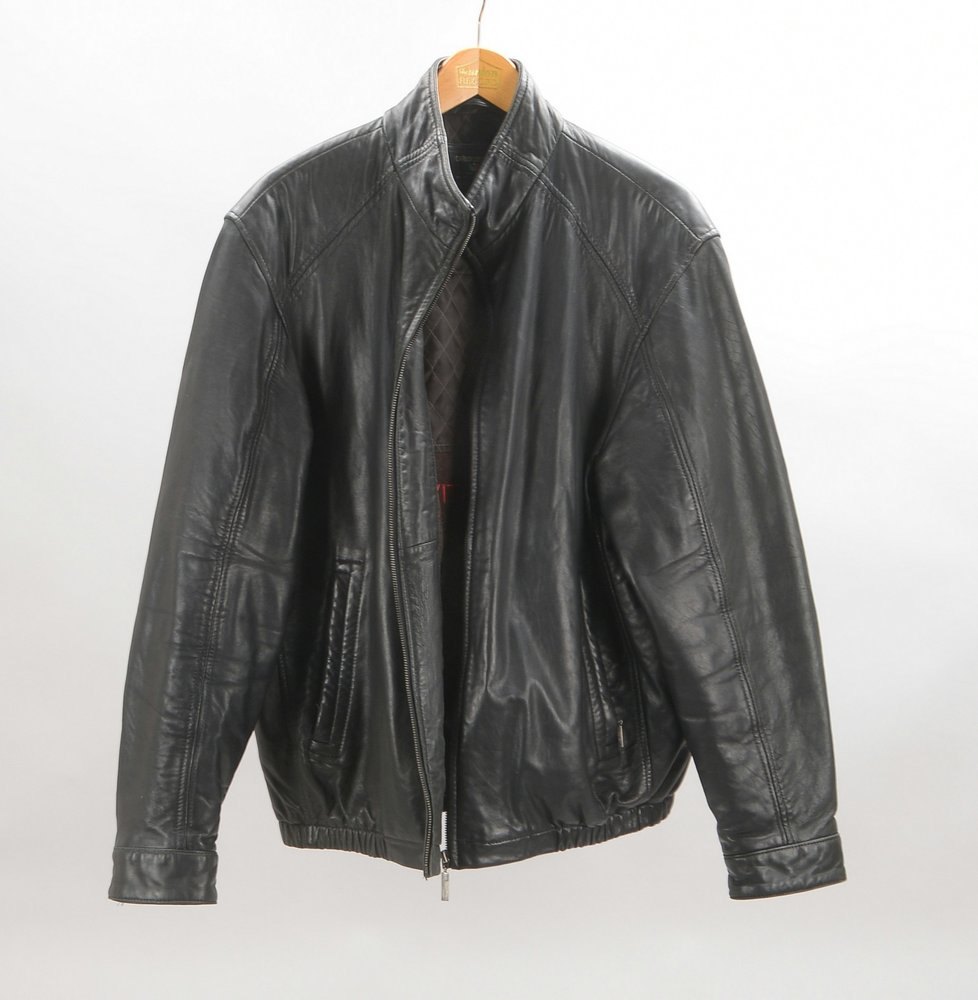 Carlo Colucci, Herren-Lederjacke, schwarzes Leder, Größe 56 - getragener Zust.