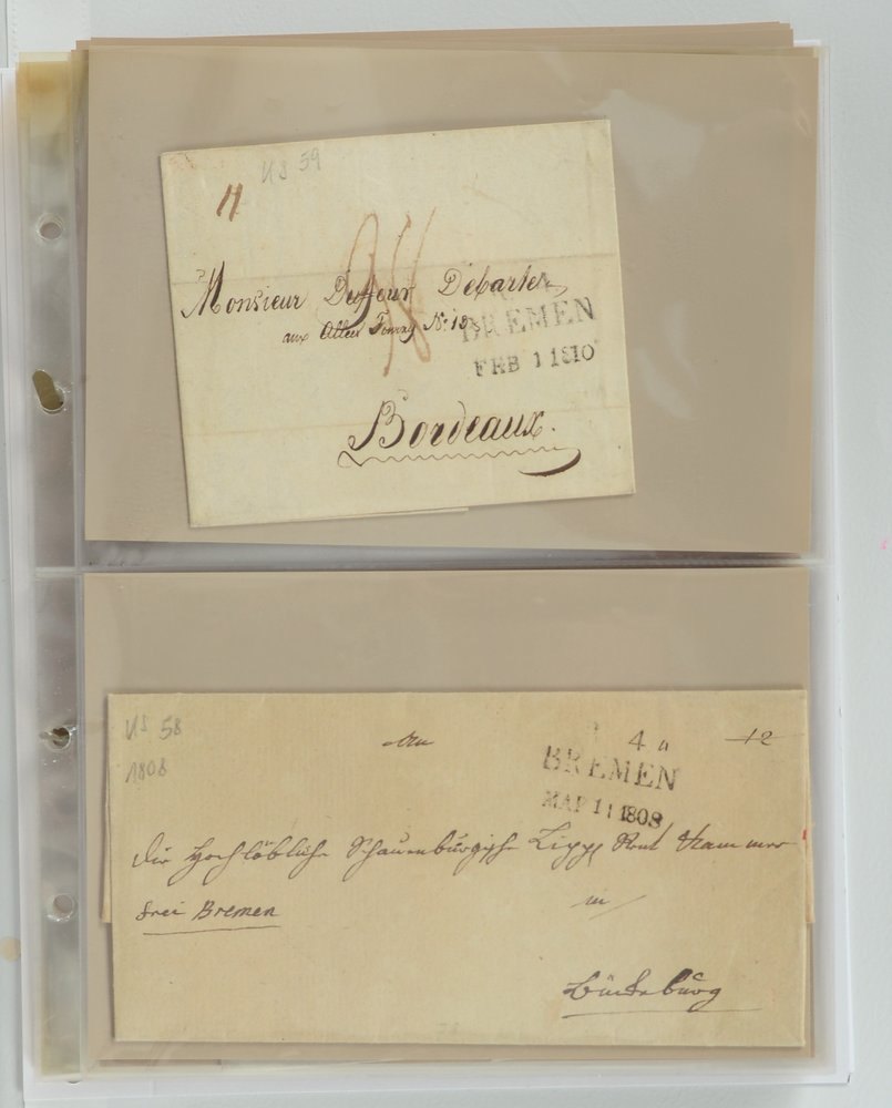 Sammlung vorphilatelistischer Briefe, ca. 1807 - 1867: Bremer Postämter, 32 Originalbriefe