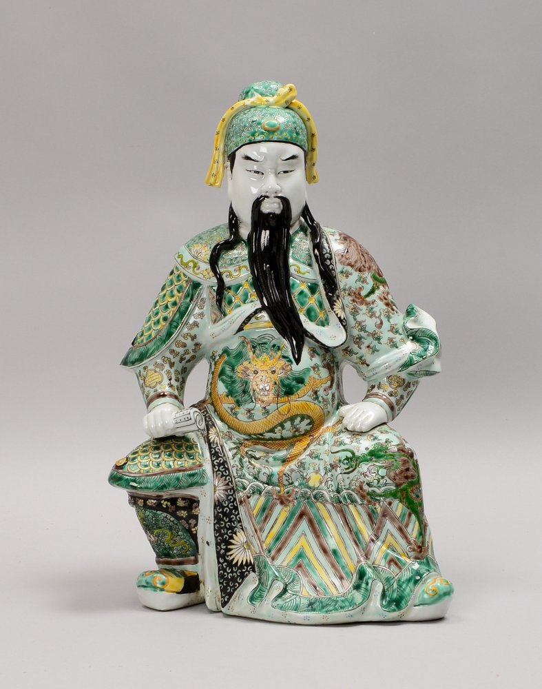 Porzellanfigur, 'Konfuzius', mit polychr. Bemalung, im Boden mit Pressmarke; Höhe 38 cm