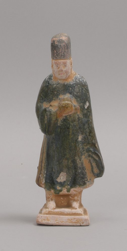 Keramikfigur (China), mit grüner Glasur; Höhe 18,5 cm