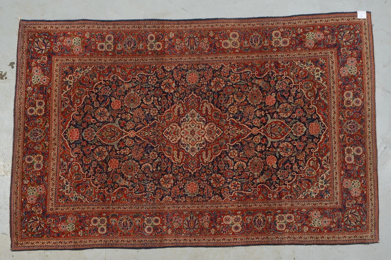 Keshan (Qazwin), antik, feste feine Kn., Pflanzenfarben, gleichm. flacher Flor - guter Zust.