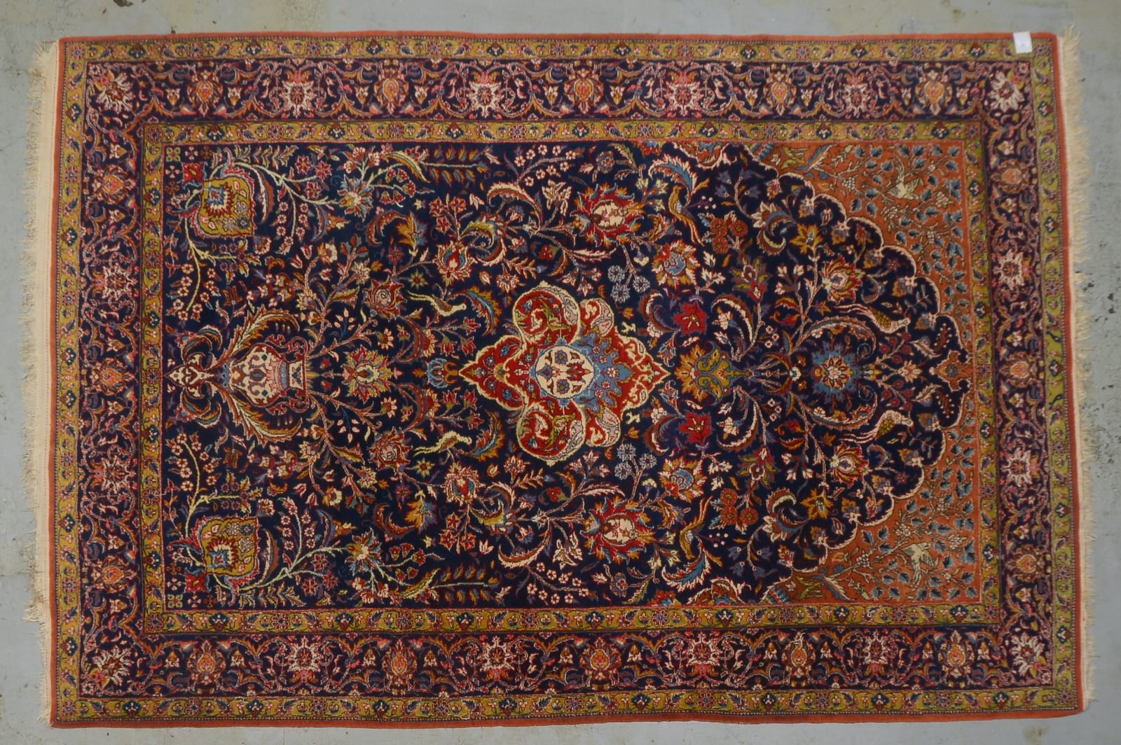 Ghom-Orientteppich, feste mittelfeine Kn., gleichm. Flor - guter Zust.; Maße 305 x 205 cm