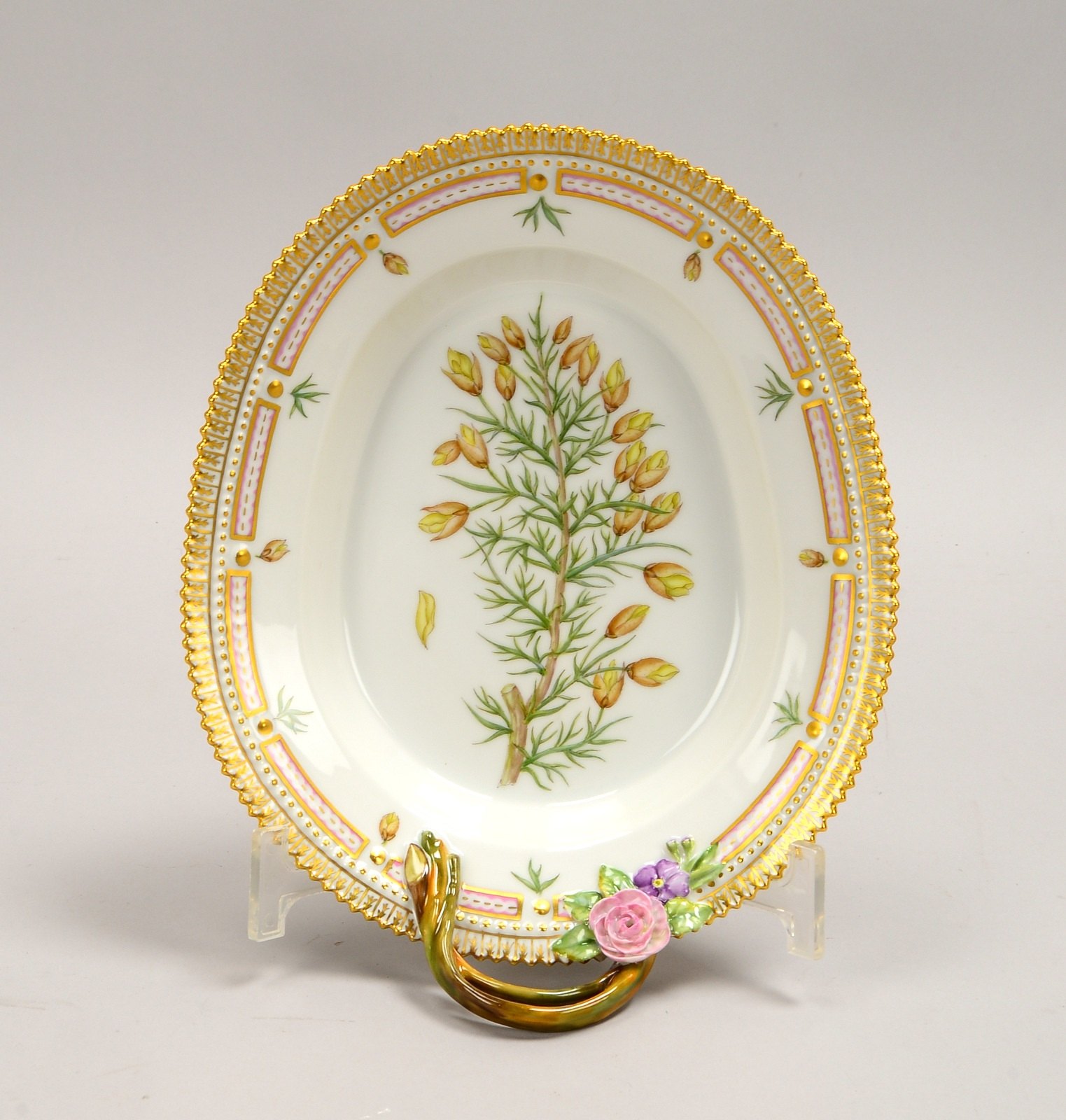Royal Cop., Blattschale (aus Service 'Flora Danica'), flor. Handbem., Entw. J.C. Beyer