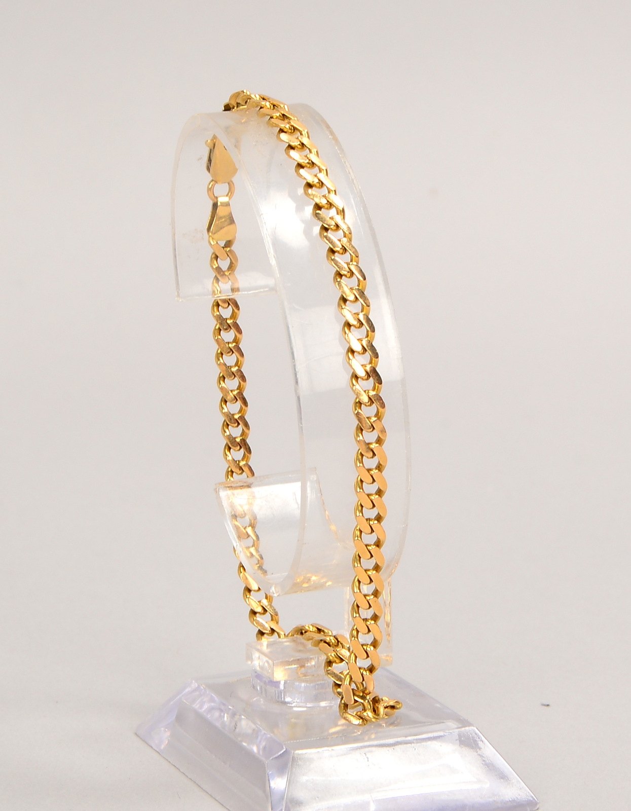 Panzerarmband, 585 GG (gest.), flache Glieder, mit Karabinerschließe; Gew. 9,5 g
