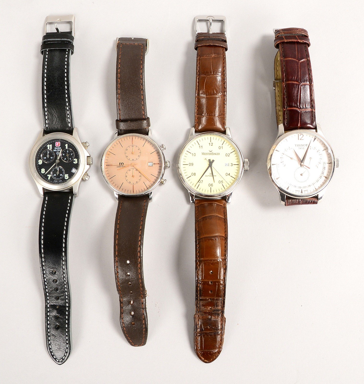 4 HAU: Swiss Military, Tissot, Meister Singer, Danish Design - jeweils ungeprüft